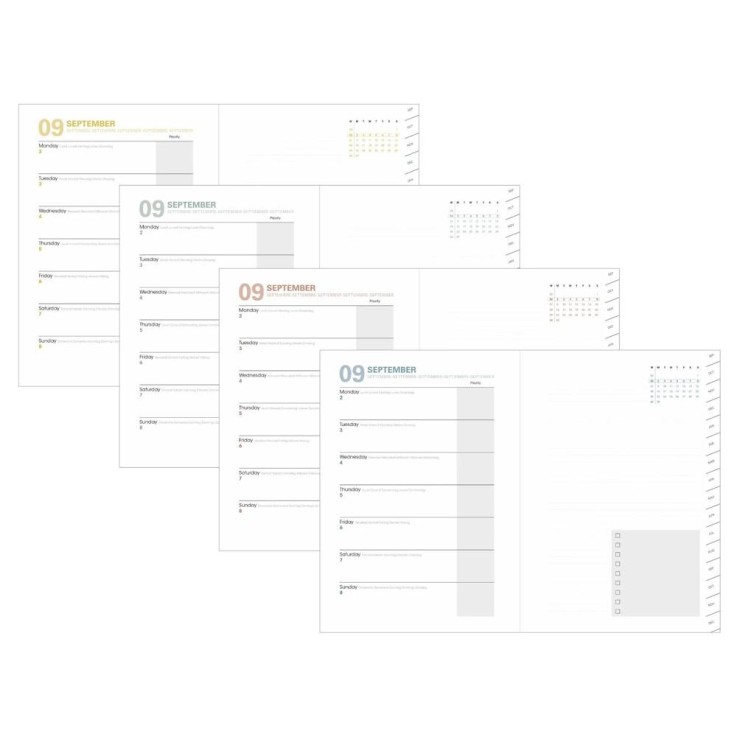 Agenda 16 mois 2026-2027 - Plan Note - Semainier Notes - Andrea Gris - 15x21cm