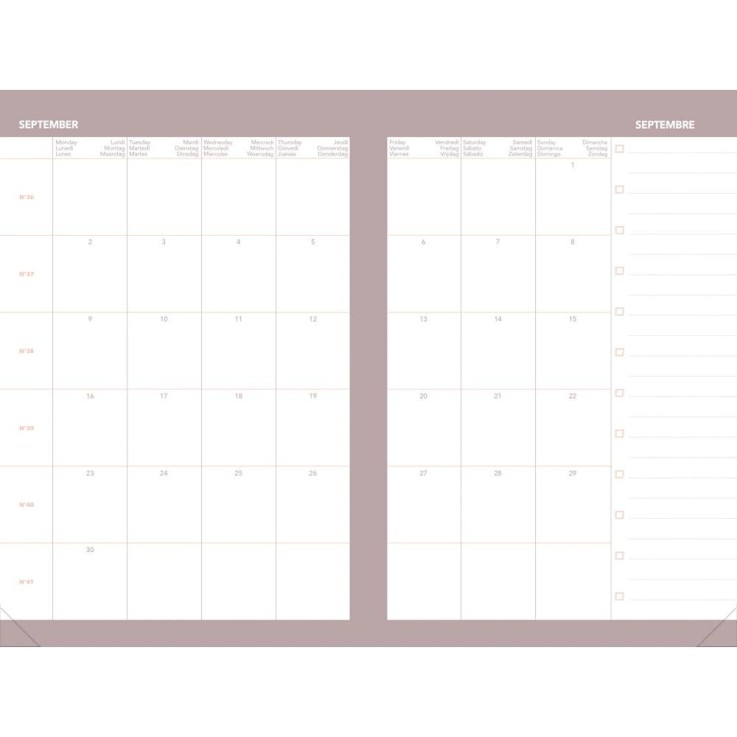 Agenda scolaire 2026-2027 - Ministre sept Color - Semainier Planning - Pastel Orange - 16x24cm