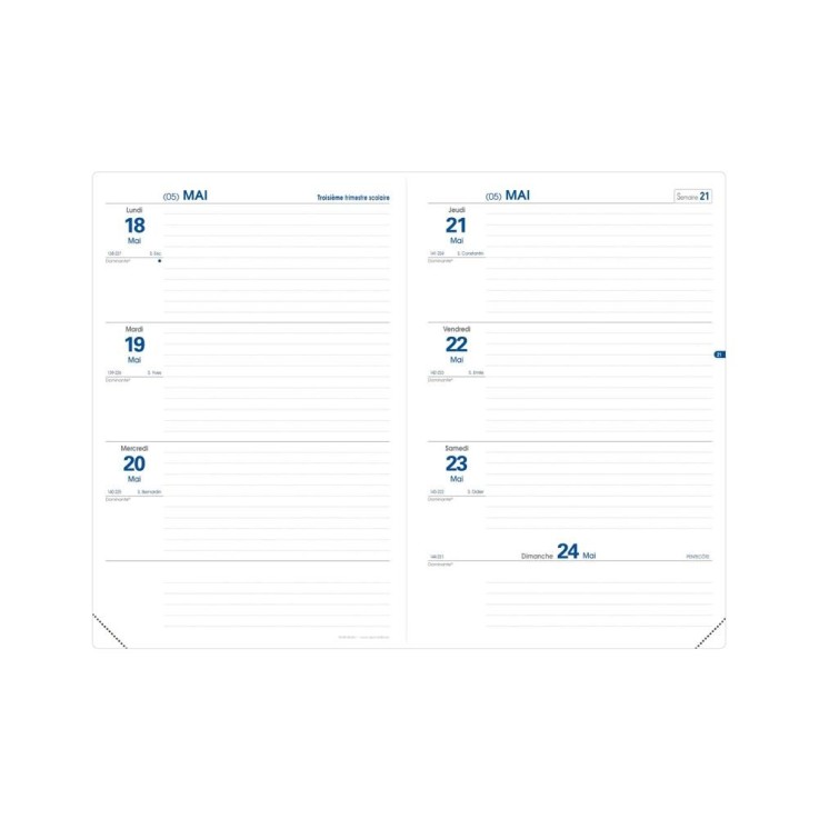 Agenda scolaire 2026-2027 - Texthebdo - Semainier Horizontal - Club Rouge - 16x24cm