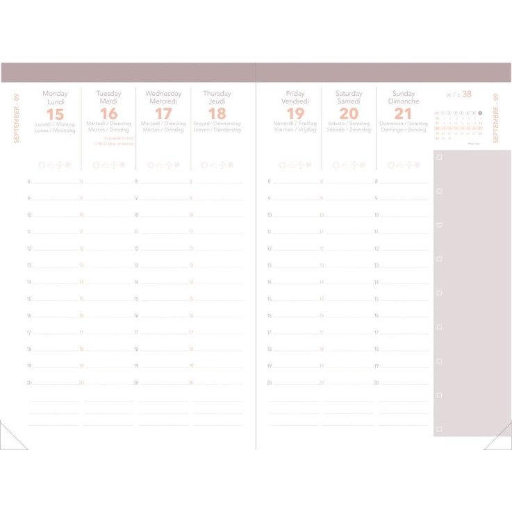Agenda scolaire 2026-2027 - Ministre sept Color - Semainier Planning - Pastel Vert clair - 16x24cm