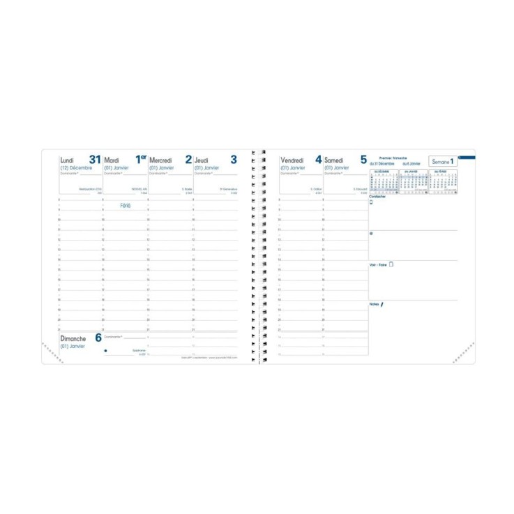 Agenda scolaire Spiralé 2026-2027 - Exécutif S sept - Semainier Planning - Egeo - 16x16cm
