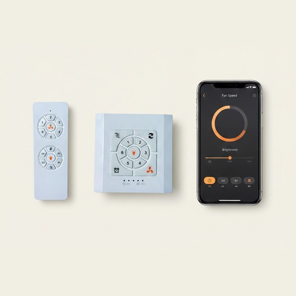 Ventilateur de plafond avec lumière Mistral teinté Chêne