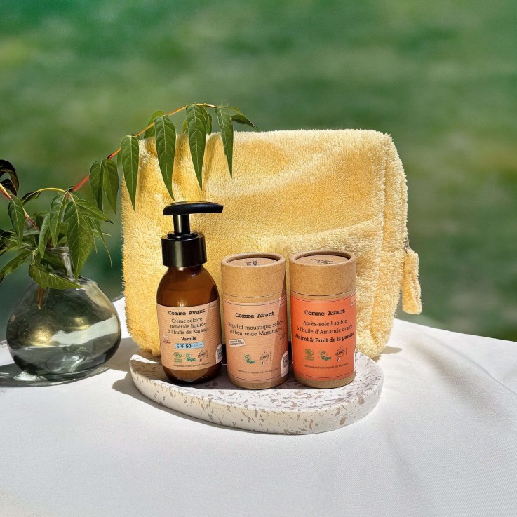 Trousse été des essentiels : crème solaire SPF50, anti-moustique & après-soleil (+trousse offerte)