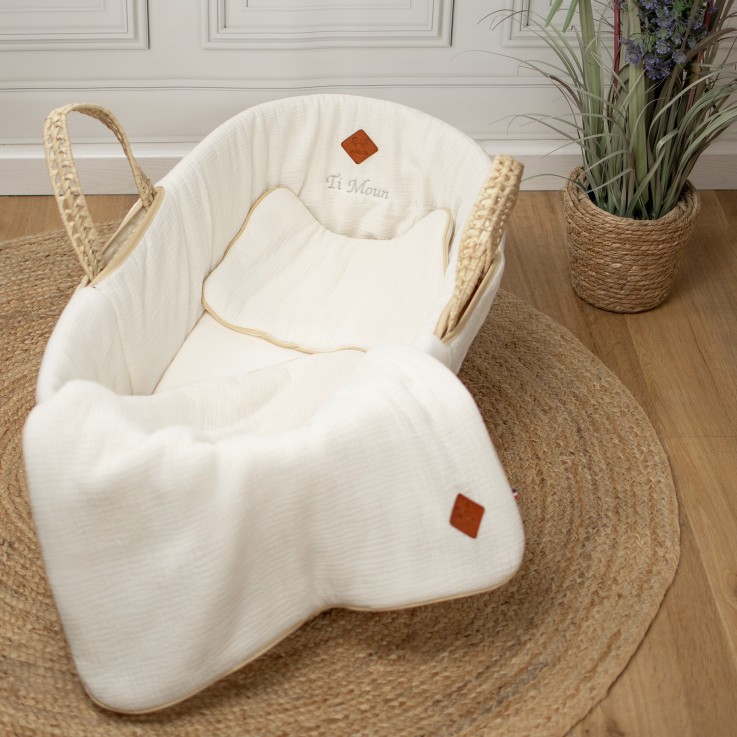 Couffin bébé avec Matelas, Habillage et Drap Housse, Jeanne