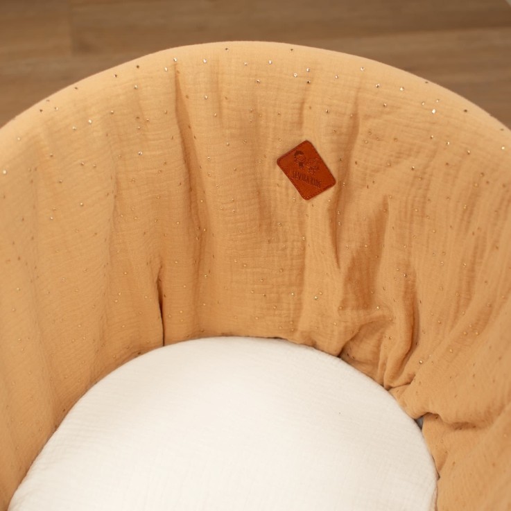 Couffin bébé avec Matelas, Habillage et Drap Housse, Pois Dorés