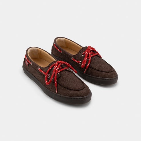 Chaussures bateau Lagos choco hairy en Fibres Recyclées