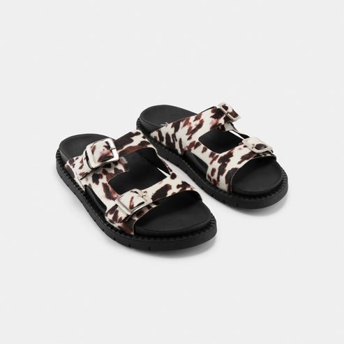 Mules mixtes Praia imprimé vache en Fibres Recyclées