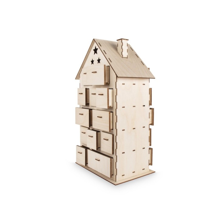 Kit bois Maison calend.Avent,FSC MixCred., nature, 25,5x17,5x45,5cm, 185 pces, boîte 1kit