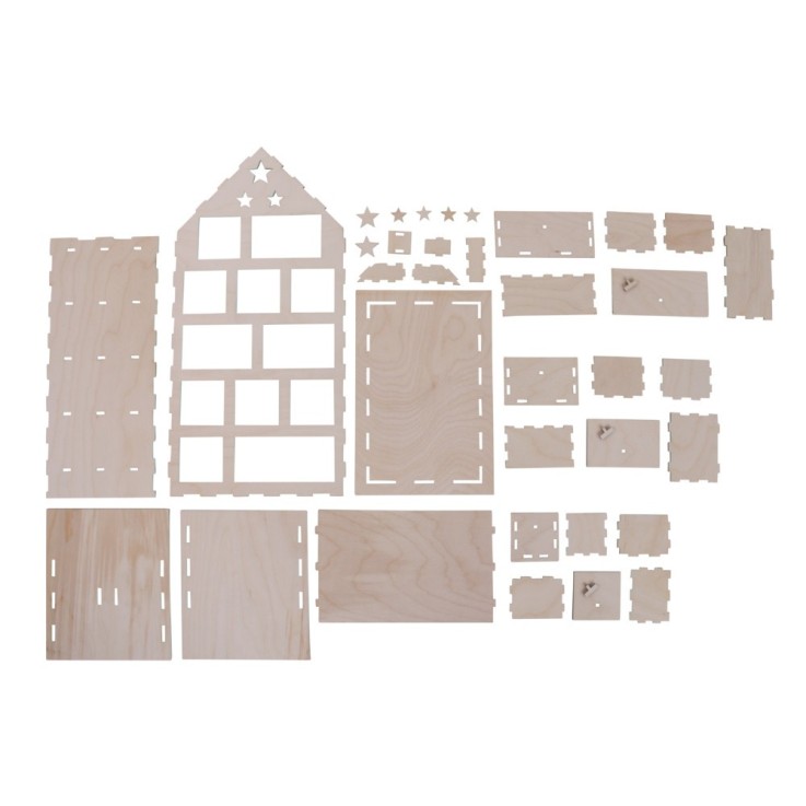 Kit bois Maison calend.Avent,FSC MixCred., nature, 25,5x17,5x45,5cm, 185 pces, boîte 1kit