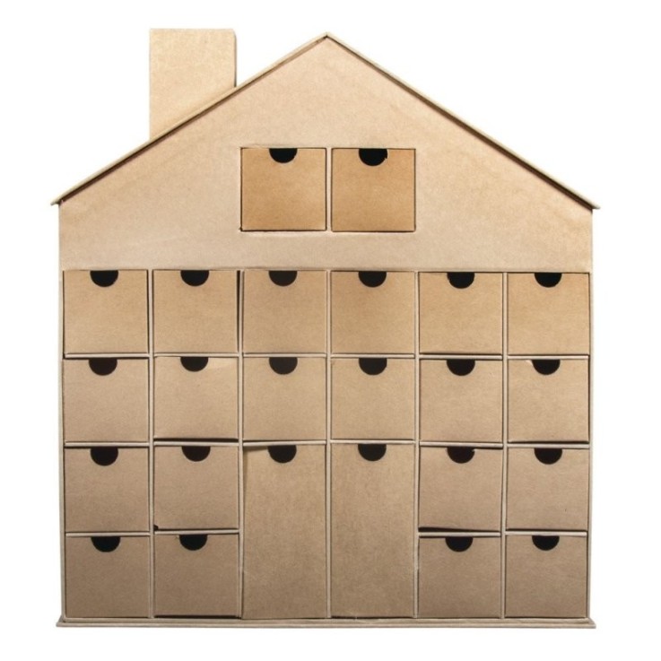 Cal.l'Avent Maison,p.mâché FSC Rec.100%, kraft, 36x6,5x40cm