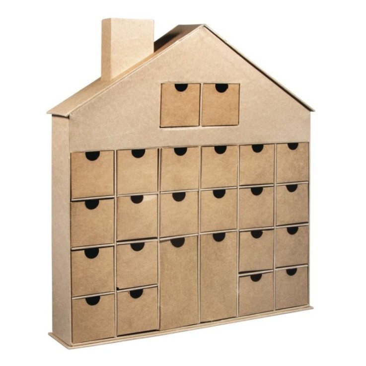 Cal.l'Avent Maison,p.mâché FSC Rec.100%, kraft, 36x6,5x40cm