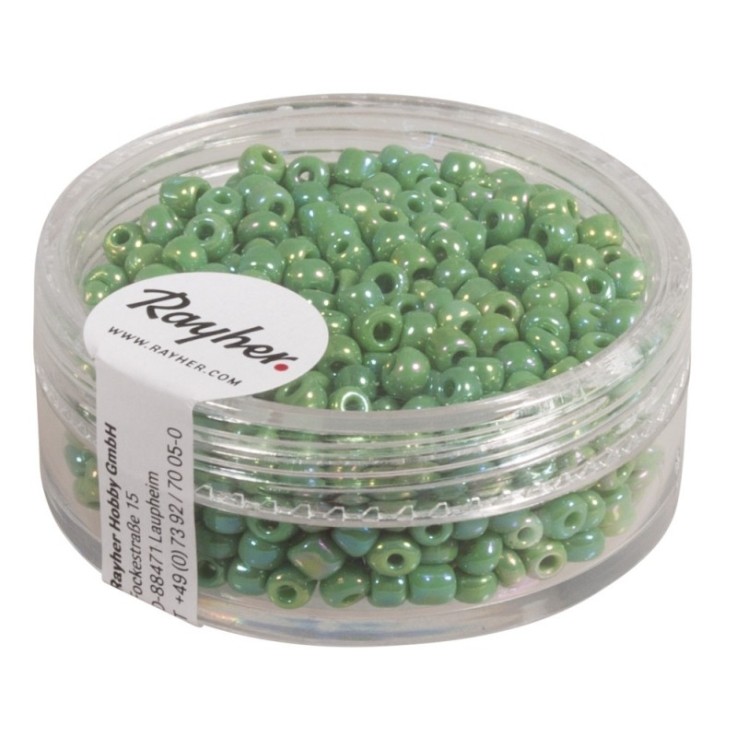 Rocailles, 2,6 mm ø, opaques lustre, vert, boîte 17 g