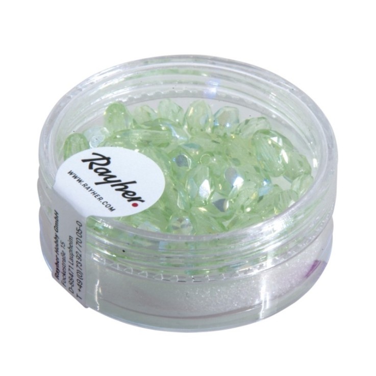 Perle facettée en verre Olive, 6x4 mm ø, jaspe, boîte 50 pièces