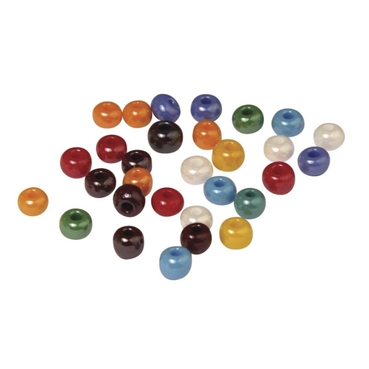 Perles à  grand trou en verre, opaques, 5,4 mm, boîte à  55 g, assorties