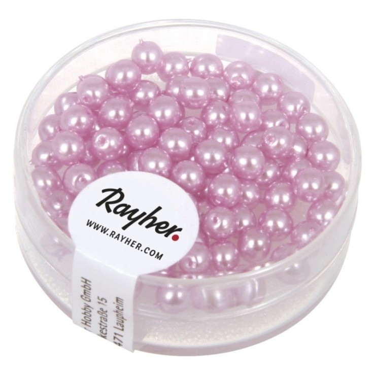 Renaissance Perles en verre , 4mm ø, orchidée, boîte 85 pces