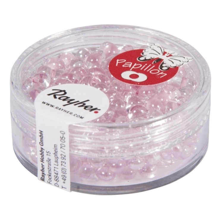 Rocailles papillon, rose chiffon, 3,2x6,5mm, boîte 18 g
