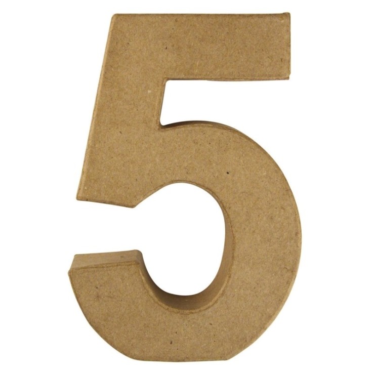 Chiffre pap. -mâché 5 FSC Recycled 100%, 15x10x3cm