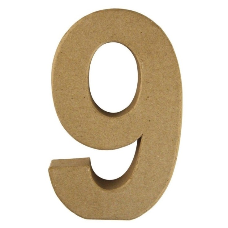 Chiffre pap. -mâché 9 FSC Recycled 100%, 15x9,4x3cm