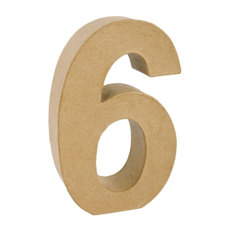 Chiffre pap. -mâché 6 FSC Recycled 100%, 15x9,4x3cm