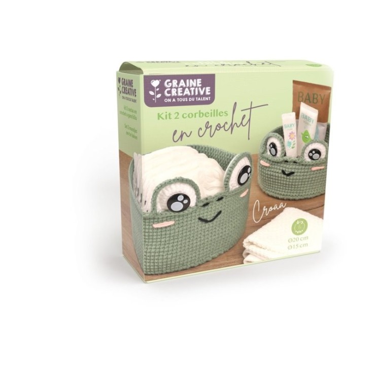 Kit crochet 2 Corbeilles Grenouille