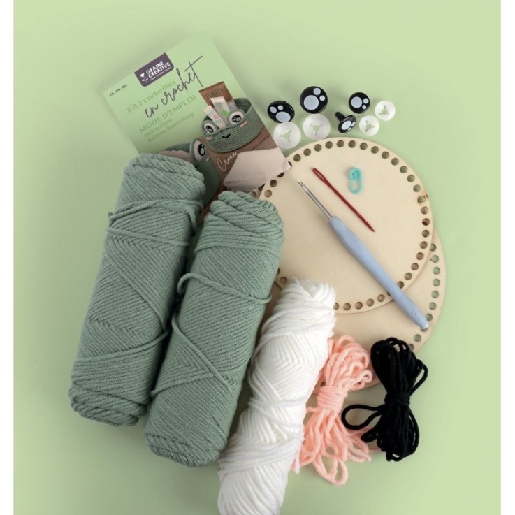 Kit crochet 2 Corbeilles Grenouille