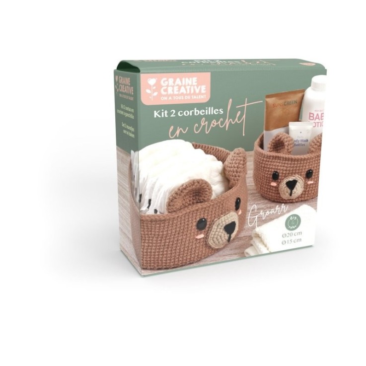 Kit crochet 2 Corbeilles Ours