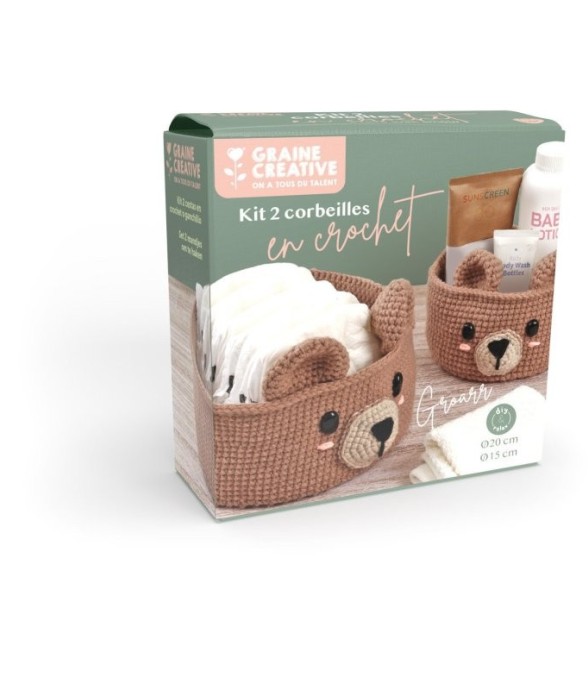 Kit crochet 2 Corbeilles Ours