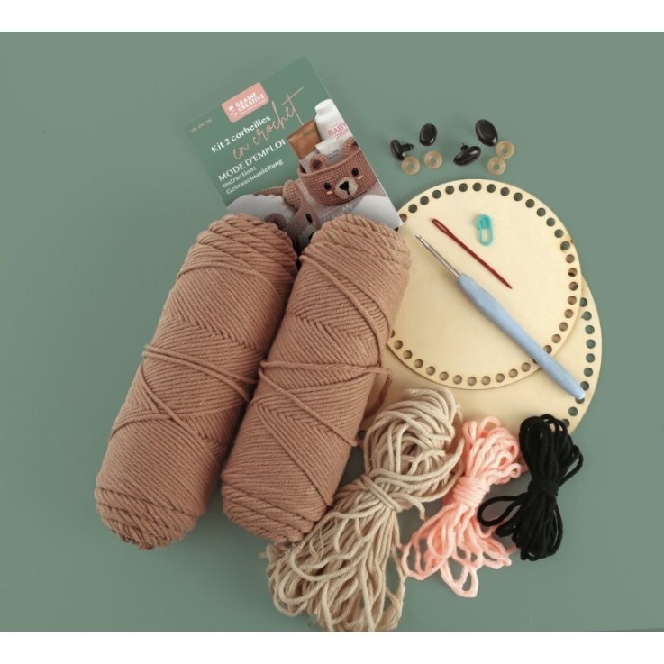 Kit crochet 2 Corbeilles Ours