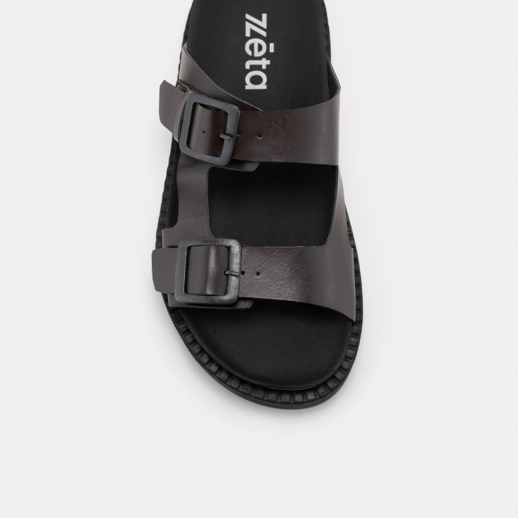 Mules mixtes Praia marron en Fibres Recyclées