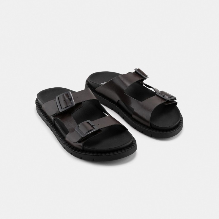 Mules mixtes Praia marron en Fibres Recyclées