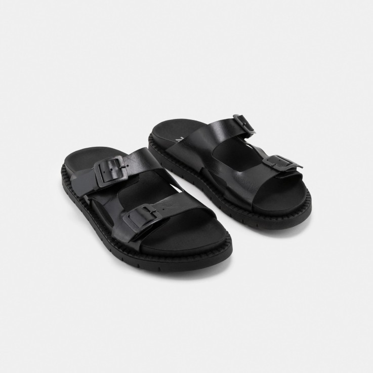 Mules mixtes Praia noir en Fibres Recyclées