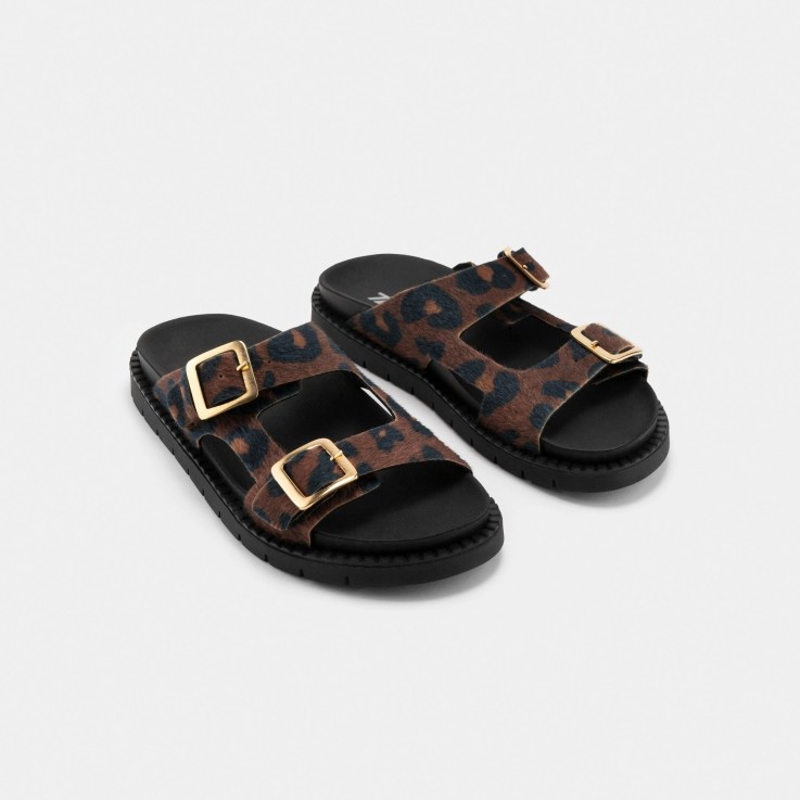 Mules mixtes Praia léopard en Fibres Recyclées