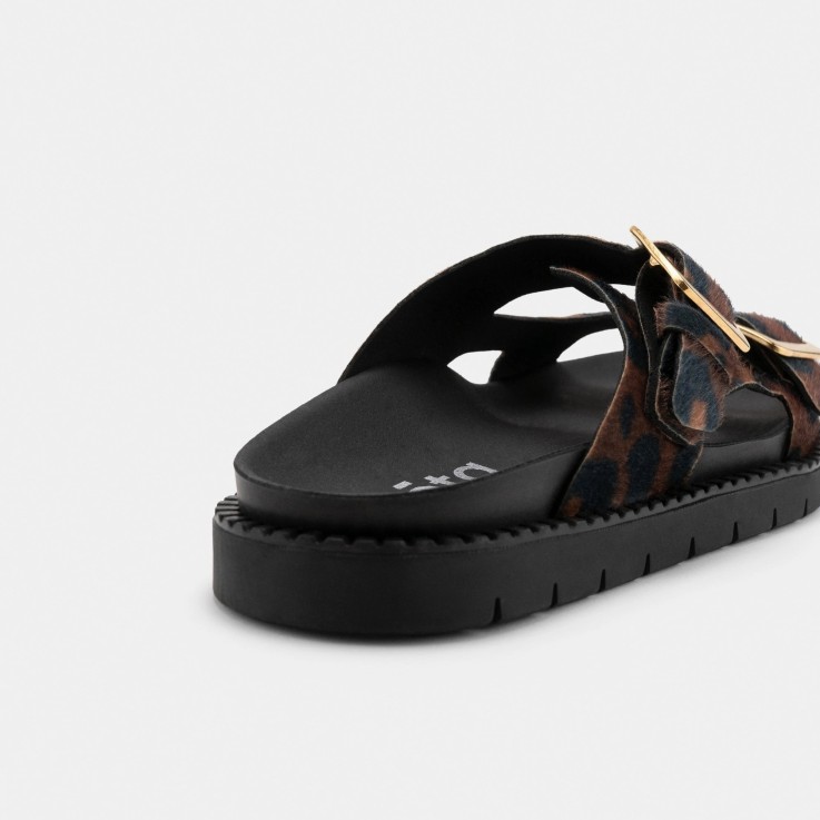 Mules mixtes Praia léopard en Fibres Recyclées