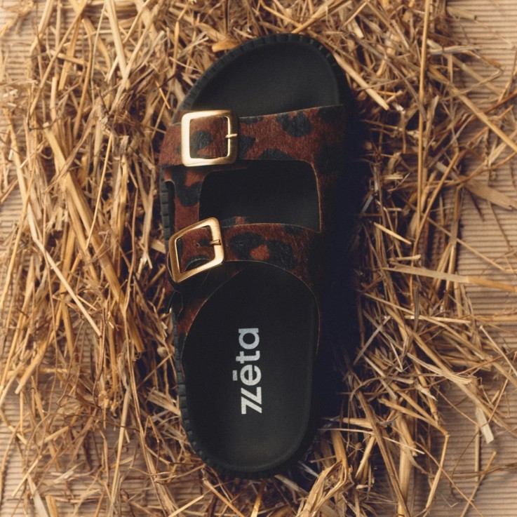 Mules mixtes Praia léopard en Fibres Recyclées