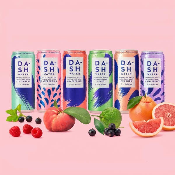 Lot découverte Dash Water 6 parfums - eaux aromatisées aux fruits - 6 cannettes de 330ml