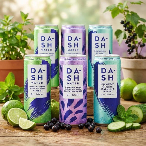 Lot découverte 6 canettes Dash Water (cassis, concombre, citron vert) - 6 canettes de 330ml