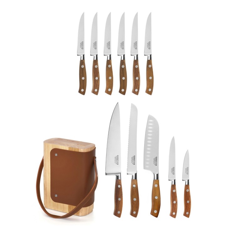 Bloc 5 couteaux de cuisine avec 6 couteaux steak Ryokan en inox