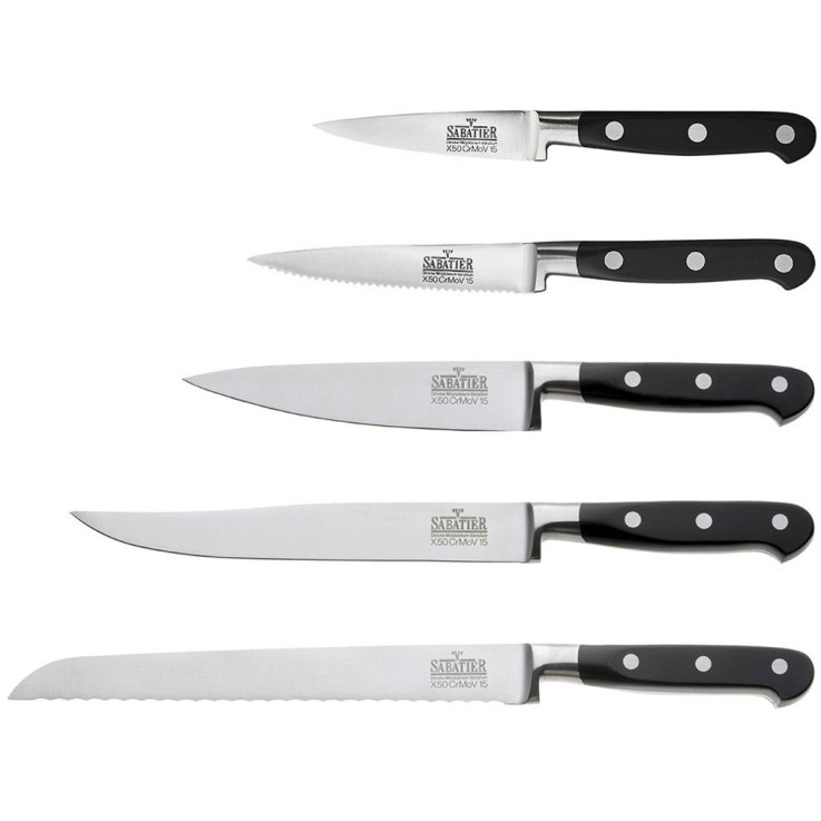 Bloc 5 couteaux de cuisine V Sabatier en inox