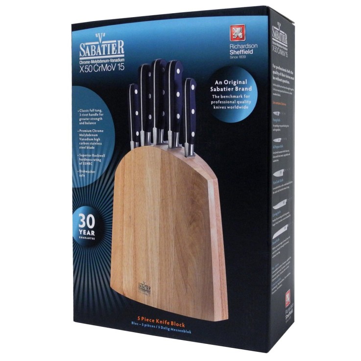 Bloc 5 couteaux de cuisine V Sabatier en inox