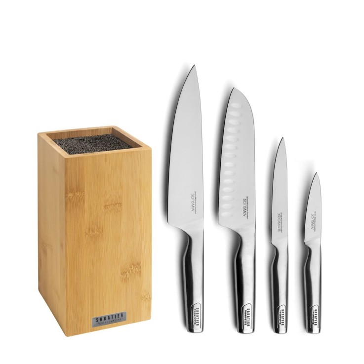 Bloc Bambou 4 couteaux de cuisine Asean en inox