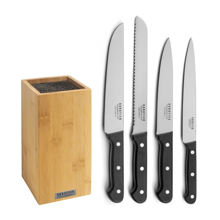Bloc Bambou 4 couteaux de cuisine Universal en inox