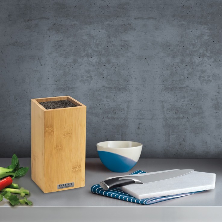 Bloc Bambou 4 couteaux de cuisine Vulcano en inox