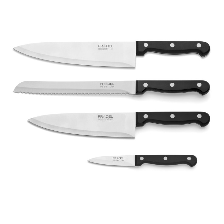 Bloc Bambou spaghettis avec 4 couteaux de cuisine en inox