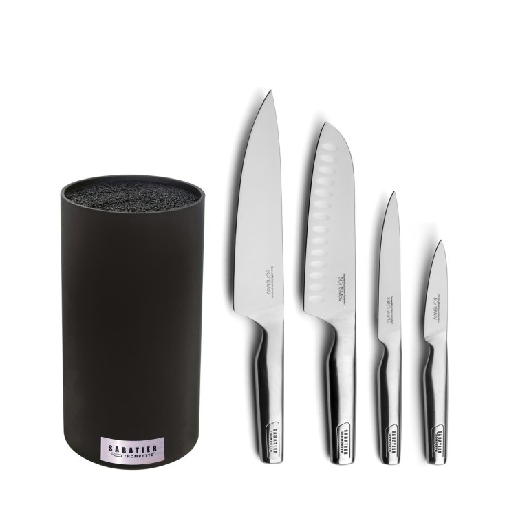 Bloc Noir 4 couteaux de cuisine Asean en inox