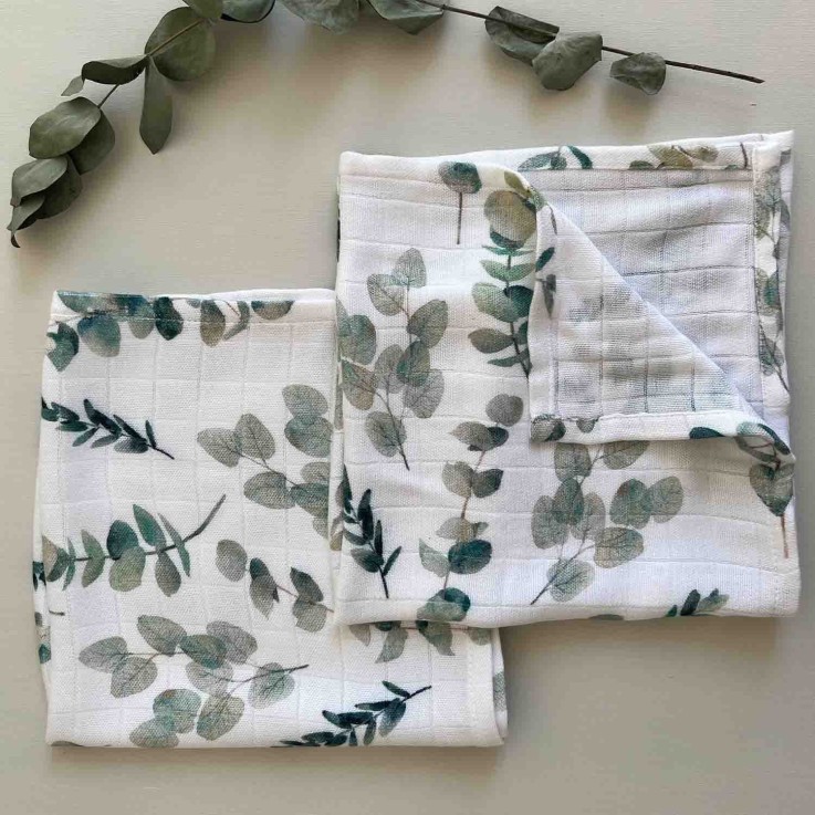 Lot de 2 langes en viscose de bambou, Eucalyptus