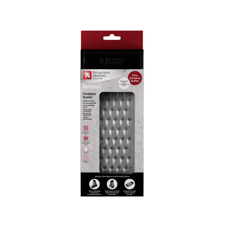 Râpe pliable 2 faces fine et épaisse avec couvercle de protection en inox
