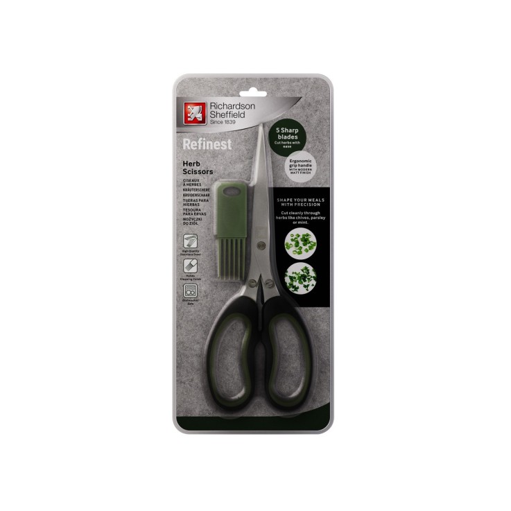 Ciseaux à herbes aromatiques en inox avec peigne de nettoyage
