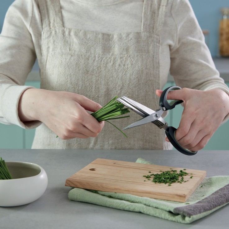 Ciseaux à herbes aromatiques en inox avec peigne de nettoyage