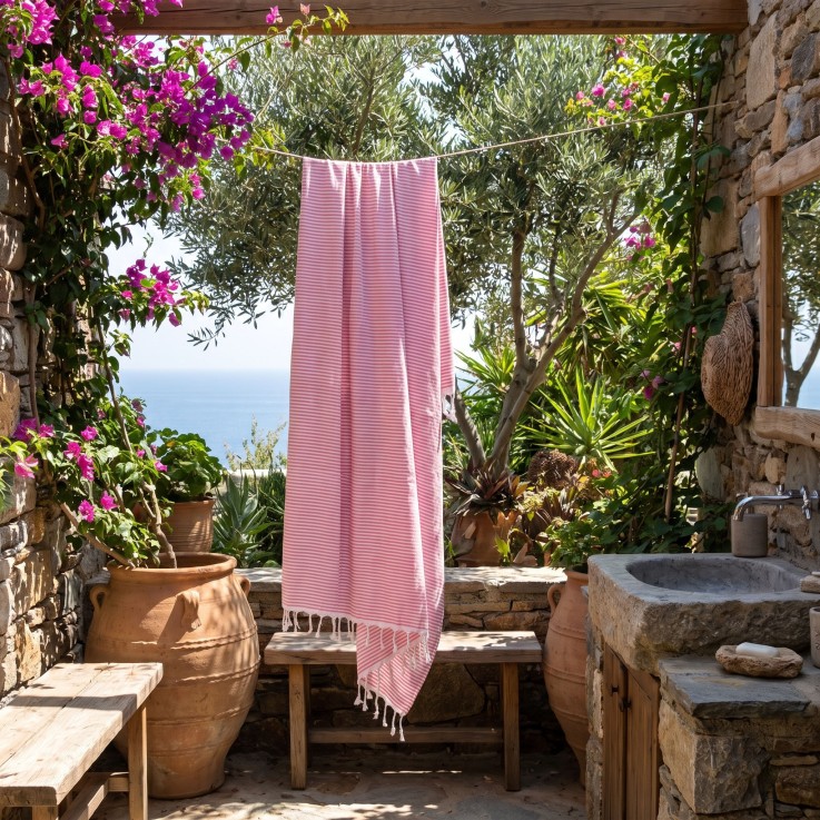Fouta de plage en coton recyclé anti-sable 1mx2m Ikaria