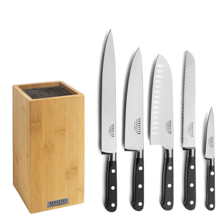 Bloc bambou de 5 couteaux de cuisine Origin Premium en inox